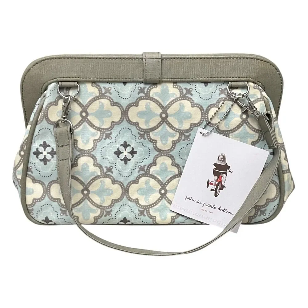 Petunia Pickle Bottom Cross Town Clutch Classically Crete Diaper Bag NWT Blue